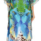 Sakkas Laisson Flowy Hi Low Caftan Rhinestone Boxy V Neck Dress Top Cover / Up