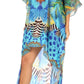 Sakkas Laisson Flowy Hi Low Caftan Rhinestone Boxy V Neck Dress Top Cover / Up