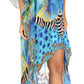 Sakkas Laisson Flowy Hi Low Caftan Rhinestone Boxy V Neck Dress Top Cover / Up
