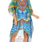 Sakkas Laisson Flowy Hi Low Caftan Rhinestone Boxy V Neck Dress Top Cover / Up