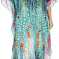 Sakkas Laisson Flowy Hi Low Caftan Rhinestone Boxy V Neck Dress Top Cover / Up