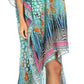 Sakkas Laisson Flowy Hi Low Caftan Rhinestone Boxy V Neck Dress Top Cover / Up