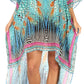 Sakkas Laisson Flowy Hi Low Caftan Rhinestone Boxy V Neck Dress Top Cover / Up