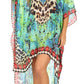 Sakkas Laisson Flowy Hi Low Caftan Rhinestone Boxy V Neck Dress Top Cover / Up