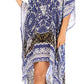Sakkas Laisson Flowy Hi Low Caftan Rhinestone Boxy V Neck Dress Top Cover / Up