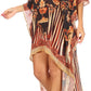 Sakkas Laisson Flowy Hi Low Caftan Rhinestone Boxy V Neck Dress Top Cover / Up