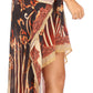 Sakkas Laisson Flowy Hi Low Caftan Rhinestone Boxy V Neck Dress Top Cover / Up
