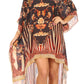 Sakkas Laisson Flowy Hi Low Caftan Rhinestone Boxy V Neck Dress Top Cover / Up