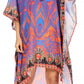 Sakkas Laisson Flowy Hi Low Caftan Rhinestone Boxy V Neck Dress Top Cover / Up