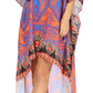 Sakkas Laisson Flowy Hi Low Caftan Rhinestone Boxy V Neck Dress Top Cover / Up