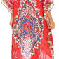 Sakkas Laisson Flowy Hi Low Caftan Rhinestone Boxy V Neck Dress Top Cover / Up