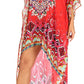 Sakkas Laisson Flowy Hi Low Caftan Rhinestone Boxy V Neck Dress Top Cover / Up