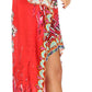 Sakkas Laisson Flowy Hi Low Caftan Rhinestone Boxy V Neck Dress Top Cover / Up