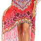Sakkas Laisson Flowy Hi Low Caftan Rhinestone Boxy V Neck Dress Top Cover / Up