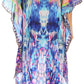 Sakkas Laisson Flowy Hi Low Caftan Rhinestone Boxy V Neck Dress Top Cover / Up