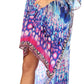 Sakkas Laisson Flowy Hi Low Caftan Rhinestone Boxy V Neck Dress Top Cover / Up