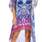 Sakkas Laisson Flowy Hi Low Caftan Rhinestone Boxy V Neck Dress Top Cover / Up