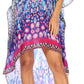 Sakkas Laisson Flowy Hi Low Caftan Rhinestone Boxy V Neck Dress Top Cover / Up