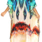 Sakkas Laisson Flowy Hi Low Caftan Rhinestone Boxy V Neck Dress Top Cover / Up