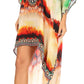 Sakkas Laisson Flowy Hi Low Caftan Rhinestone Boxy V Neck Dress Top Cover / Up