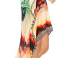 Sakkas Laisson Flowy Hi Low Caftan Rhinestone Boxy V Neck Dress Top Cover / Up