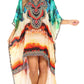 Sakkas Laisson Flowy Hi Low Caftan Rhinestone Boxy V Neck Dress Top Cover / Up