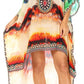 Sakkas Laisson Flowy Hi Low Caftan Rhinestone Boxy V Neck Dress Top Cover / Up
