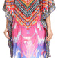 Sakkas Laisson Flowy Hi Low Caftan Rhinestone Boxy V Neck Dress Top Cover / Up