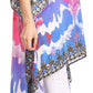 Sakkas Laisson Flowy Hi Low Caftan Rhinestone Boxy V Neck Dress Top Cover / Up