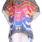 Sakkas Laisson Flowy Hi Low Caftan Rhinestone Boxy V Neck Dress Top Cover / Up