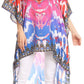 Sakkas Laisson Flowy Hi Low Caftan Rhinestone Boxy V Neck Dress Top Cover / Up