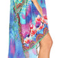 Sakkas Laisson Flowy Hi Low Caftan Rhinestone Boxy V Neck Dress Top Cover / Up