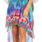 Sakkas Laisson Flowy Hi Low Caftan Rhinestone Boxy V Neck Dress Top Cover / Up