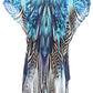 Sakkas Laisson Flowy Hi Low Caftan Rhinestone Boxy V Neck Dress Top Cover / Up