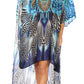 Sakkas Laisson Flowy Hi Low Caftan Rhinestone Boxy V Neck Dress Top Cover / Up