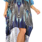 Sakkas Laisson Flowy Hi Low Caftan Rhinestone Boxy V Neck Dress Top Cover / Up