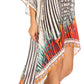 Sakkas Laisson Flowy Hi Low Caftan Rhinestone Boxy V Neck Dress Top Cover / Up