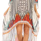 Sakkas Laisson Flowy Hi Low Caftan Rhinestone Boxy V Neck Dress Top Cover / Up