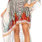 Sakkas Laisson Flowy Hi Low Caftan Rhinestone Boxy V Neck Dress Top Cover / Up