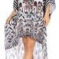 Sakkas Laisson Flowy Hi Low Caftan Rhinestone Boxy V Neck Dress Top Cover / Up