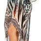 Sakkas Laisson Flowy Hi Low Caftan Rhinestone Boxy V Neck Dress Top Cover / Up