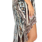 Sakkas Laisson Flowy Hi Low Caftan Rhinestone Boxy V Neck Dress Top Cover / Up