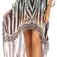 Sakkas Laisson Flowy Hi Low Caftan Rhinestone Boxy V Neck Dress Top Cover / Up