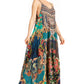 Sakkas Sofia Women's Spaghetti Strap V-neck Floral Print Summer Casual Maxi Dress