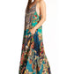 Sakkas Sofia Women's Spaghetti Strap V-neck Floral Print Summer Casual Maxi Dress