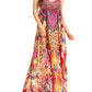Sakkas Sofia Women's Spaghetti Strap V-neck Floral Print Summer Casual Maxi Dress