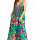 Sakkas Sofia Women's Spaghetti Strap V-neck Floral Print Summer Casual Maxi Dress