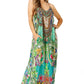 Sakkas Sofia Women's Spaghetti Strap V-neck Floral Print Summer Casual Maxi Dress
