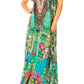 Sakkas Sofia Women's Spaghetti Strap V-neck Floral Print Summer Casual Maxi Dress
