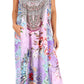 Sakkas Sofia Women's Spaghetti Strap V-neck Floral Print Summer Casual Maxi Dress